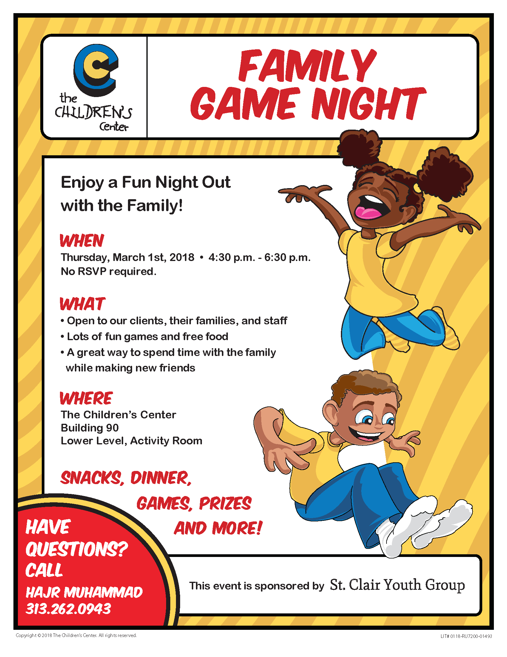 Family Game Night | The Children's Center Regarding Game Night Flyer Template