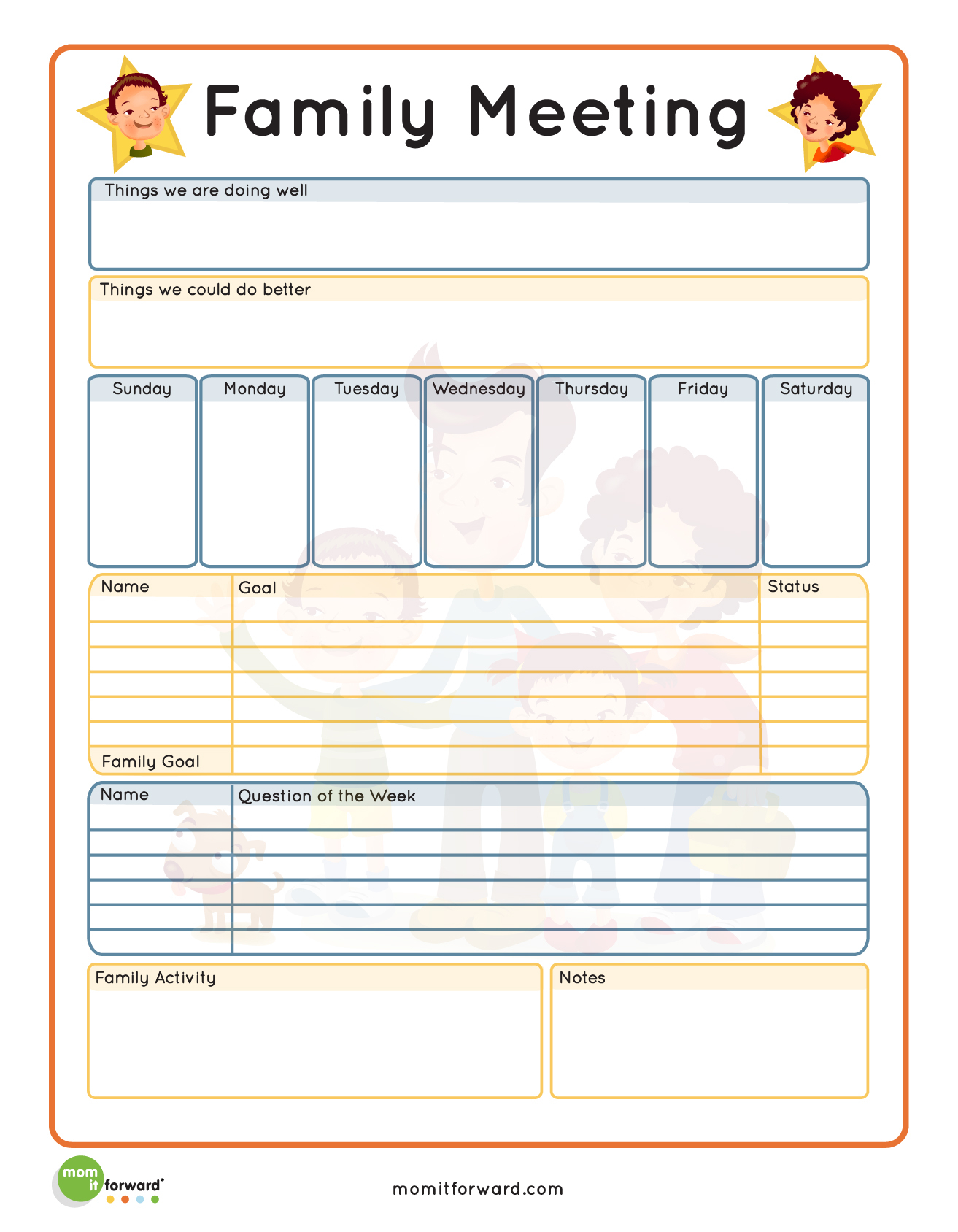 Family Meeting Printable – Mom It Forwardmom It Forward Intended For Mom Meeting Template