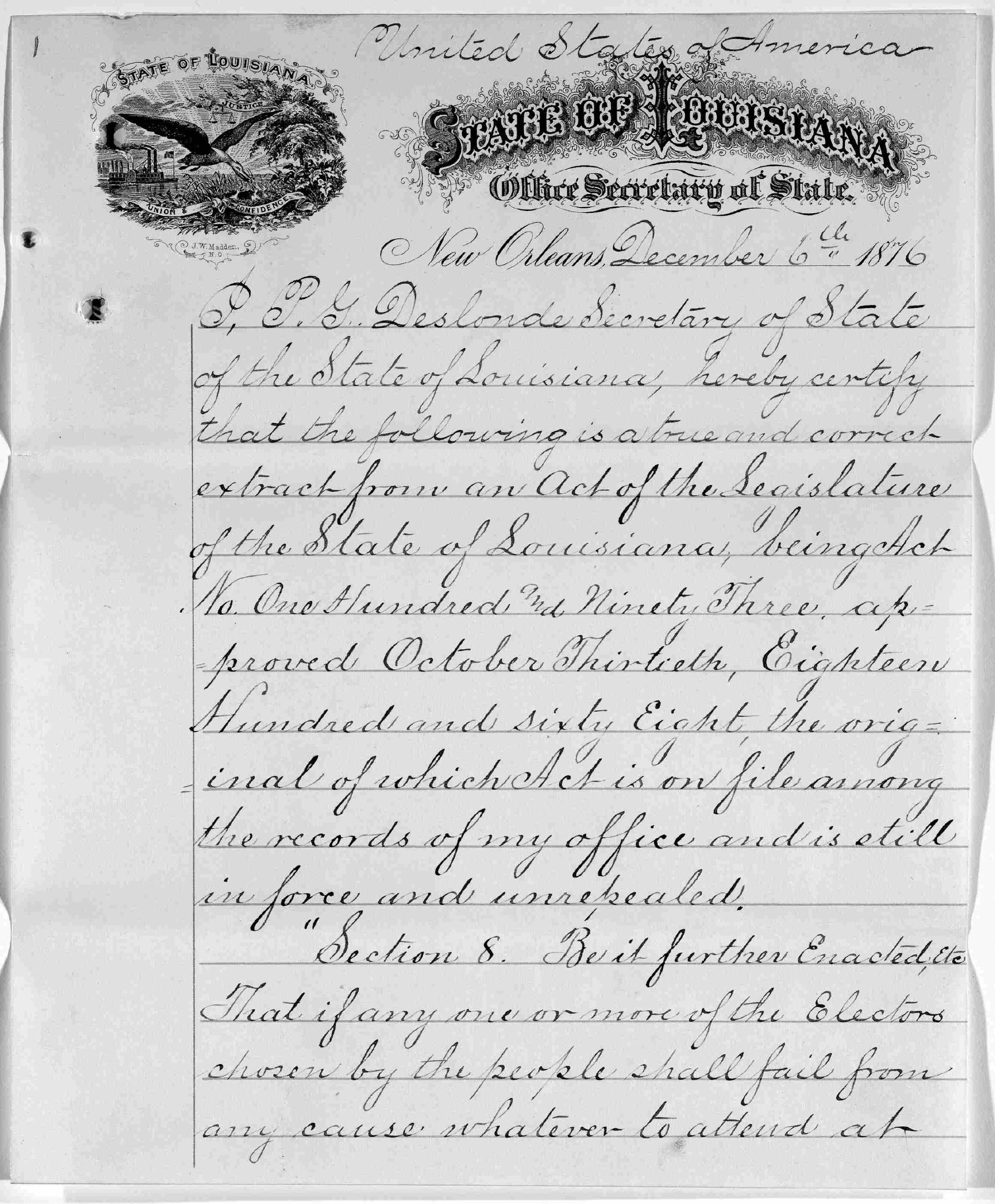 File:a Certificate For The Electoral Vote For Rutherford B With Regard To Hayes Certificate Templates