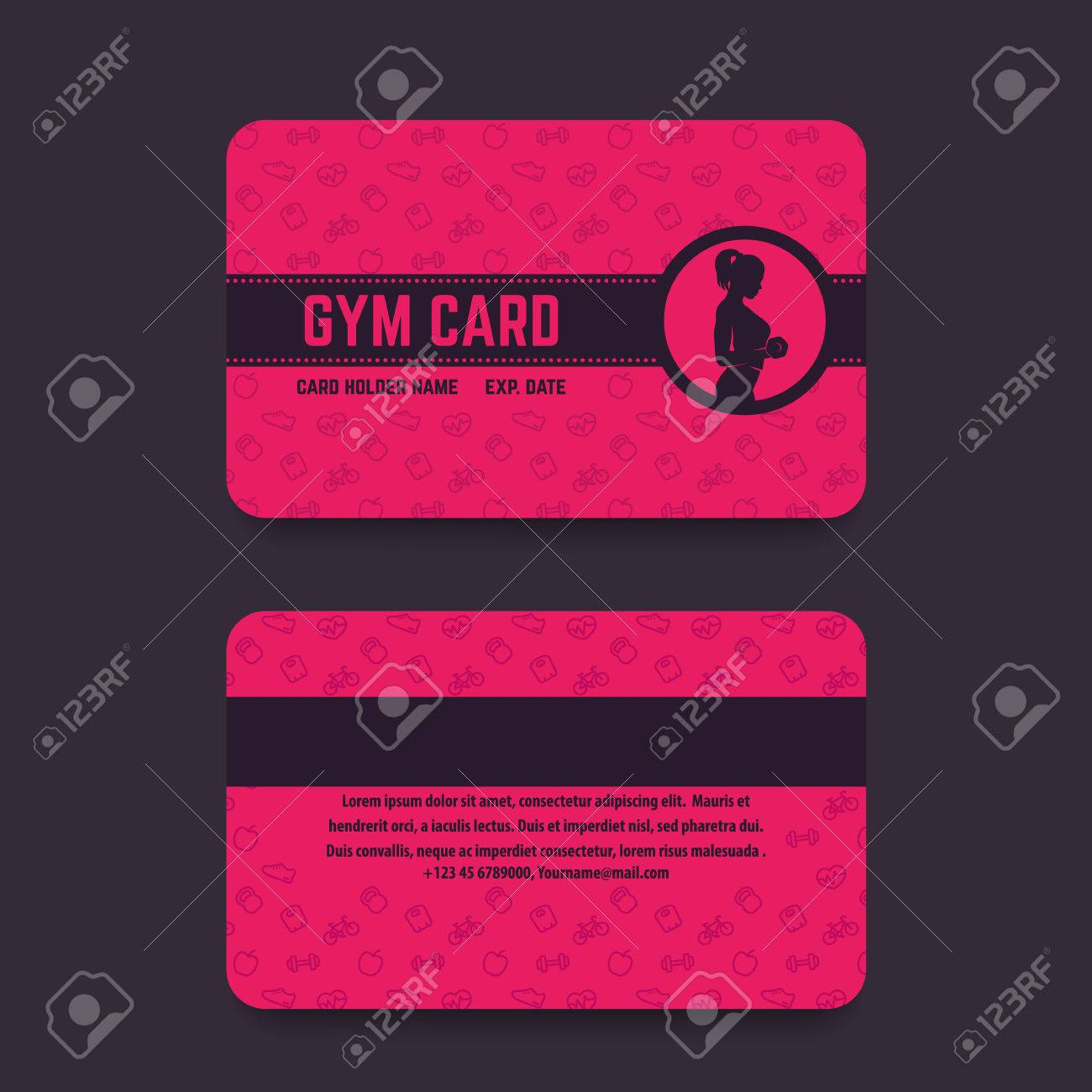 Fitness Club, Gym Card Template, Vector Illustration Pertaining To Gym Membership Card Template