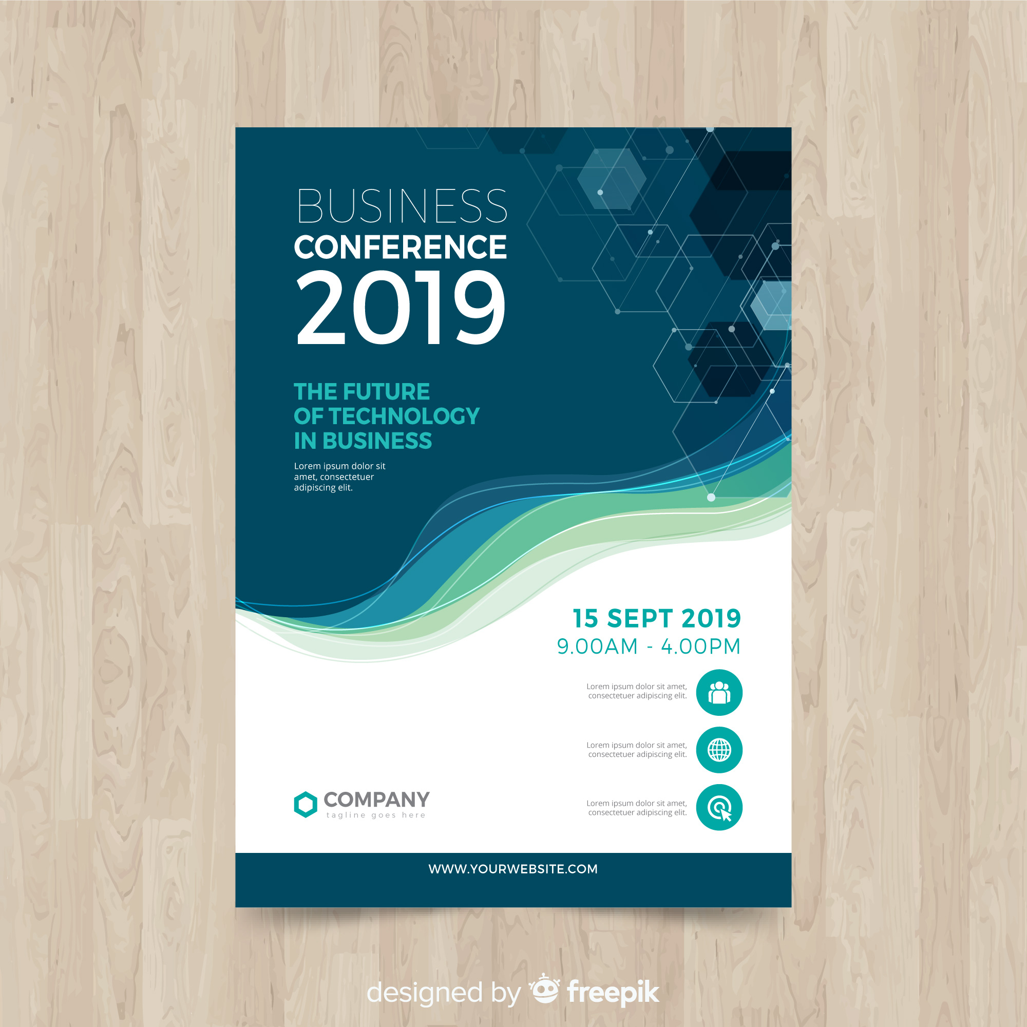 Flat Abstract Business Conference Flyer Template Vector In Meeting Flyer Template