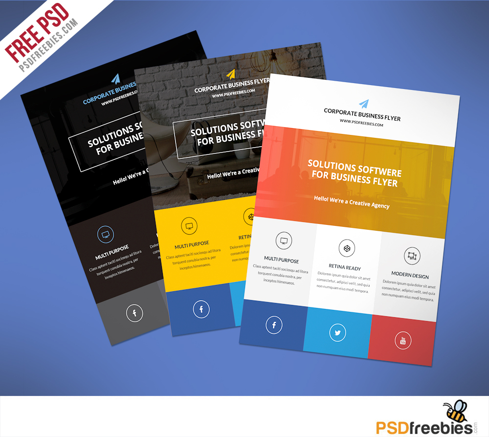 Flat Clean Corporate Business Flyer Free Psd | Psdfreebies In New Business Flyer Template Free