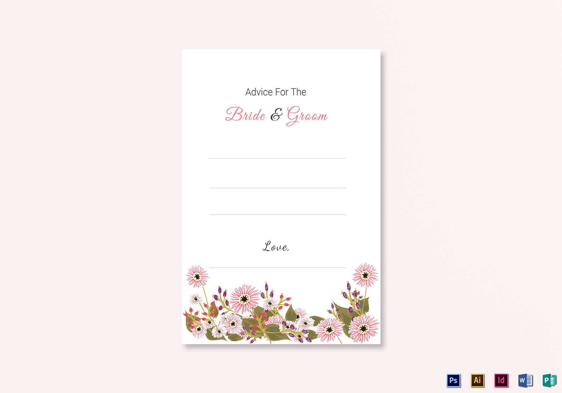Floral Wedding Advice Card Template Regarding Marriage Advice Cards Templates
