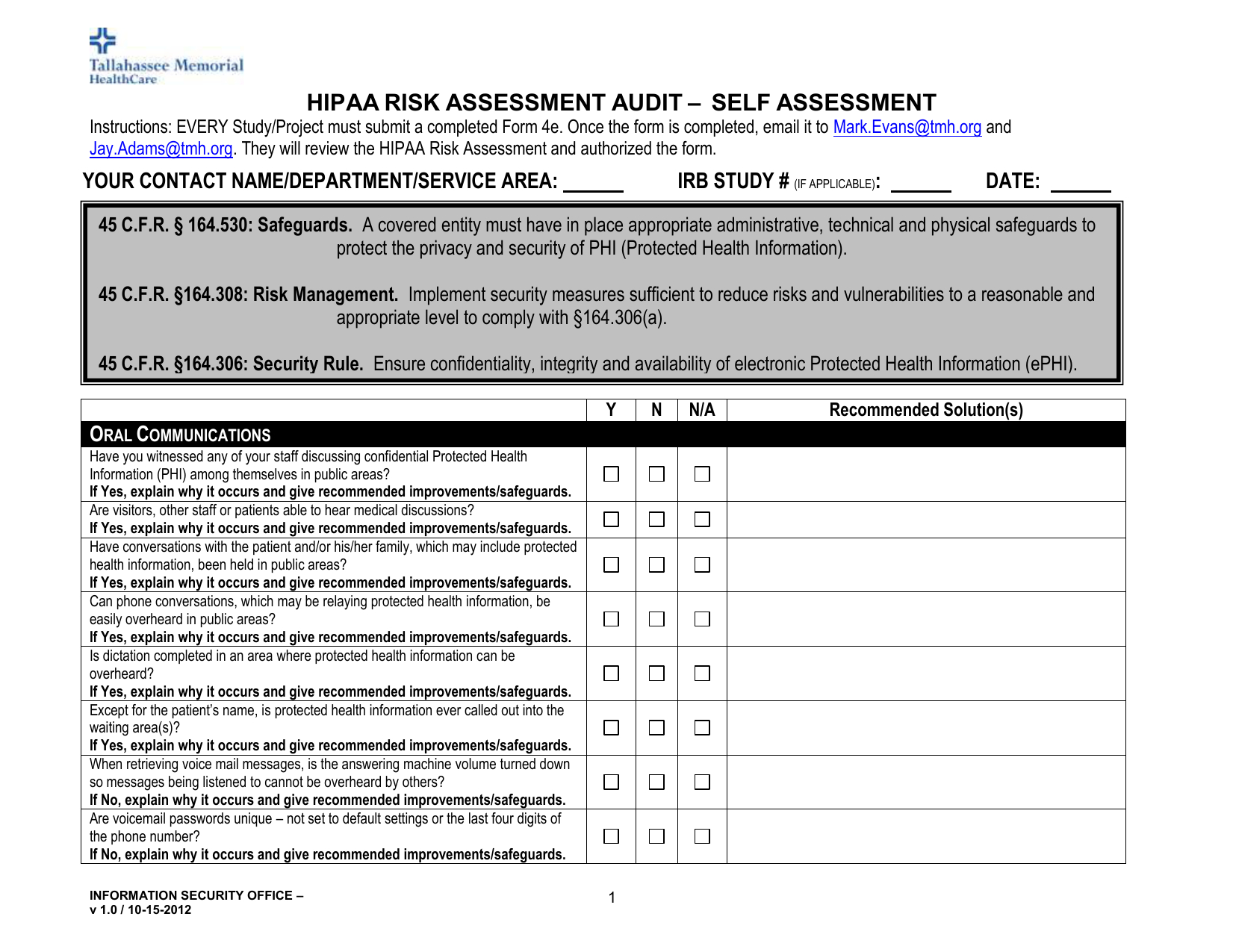 Form 4E Hipaa Risk Assessment Survey In Hipaa Risk Assessment Template