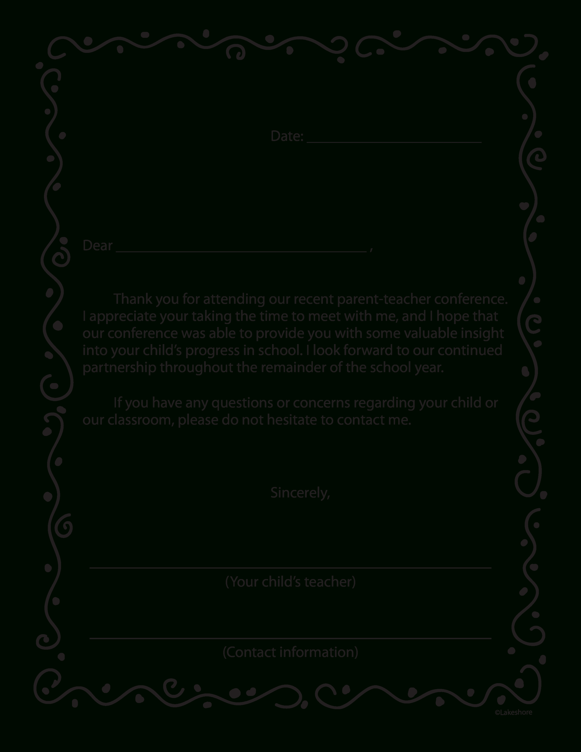 Formal Thank You Letter From Teacher | Templates At Throughout Meet The Teacher Letter Template