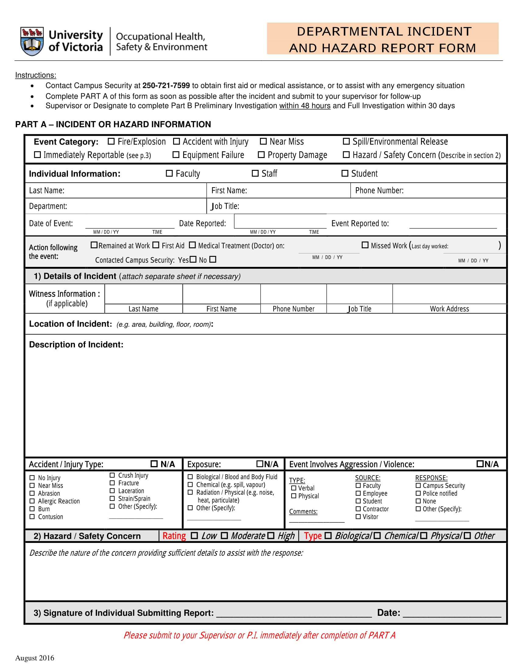 Free 13+ Hazard Report Forms In Ms Word | Pdf Within Near Miss Incident Report Template