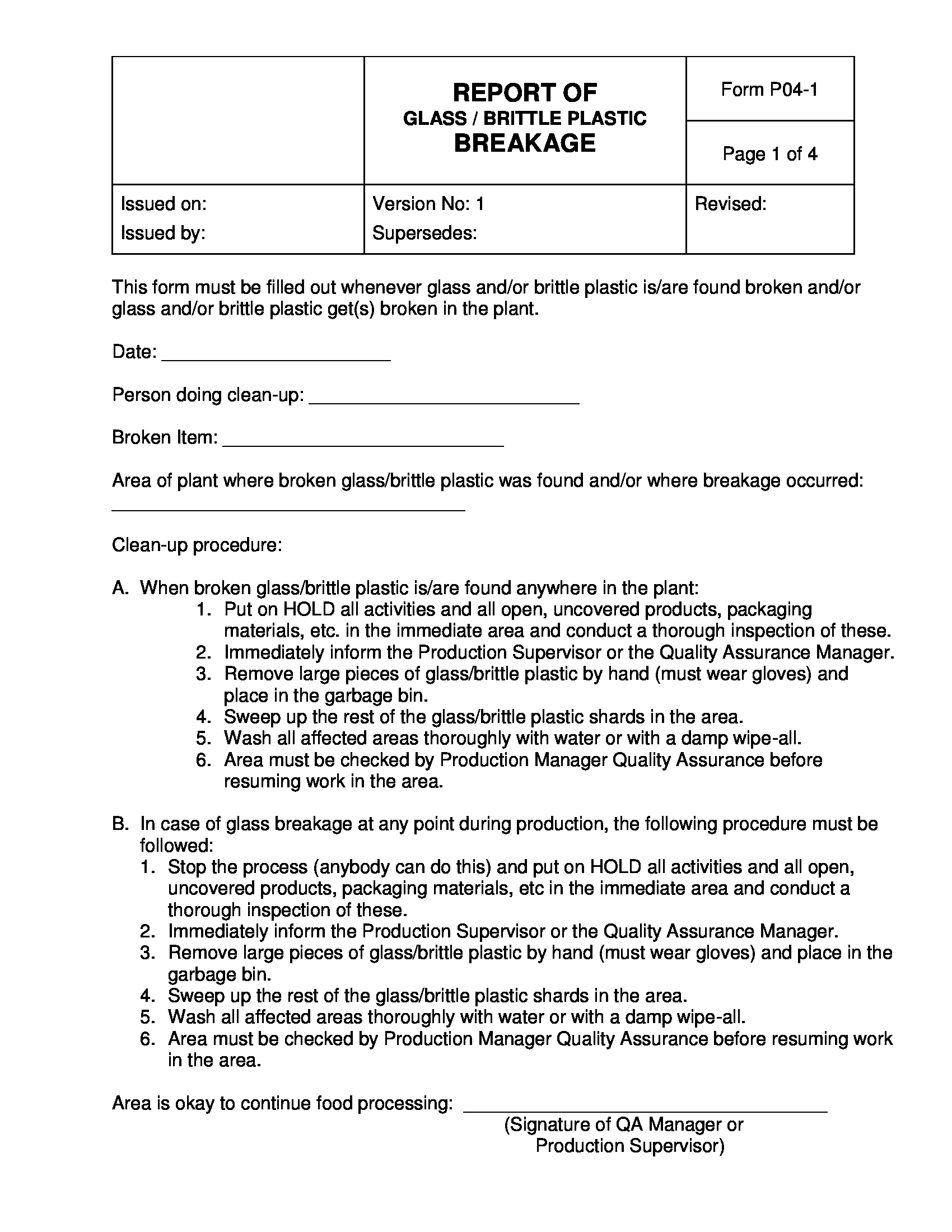Free 5+ Breakage Report Forms In Pdf | Ms Word Inside Incident Report Form Template Doc