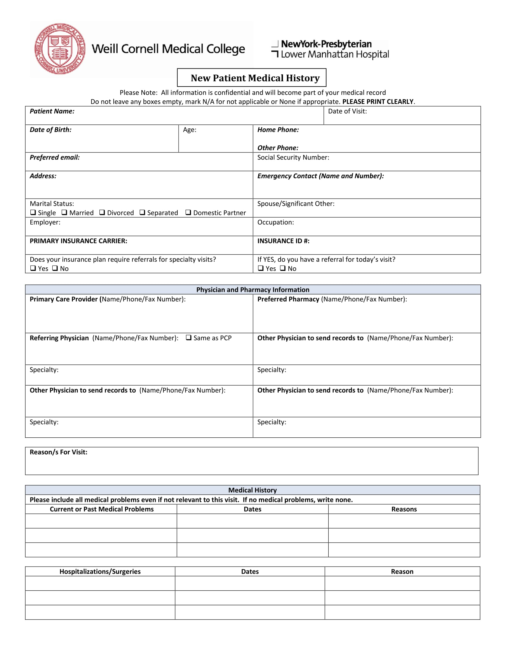 Free 5+ Medical History Forms In Pdf | Ms Word Intended For Medical History Template Word