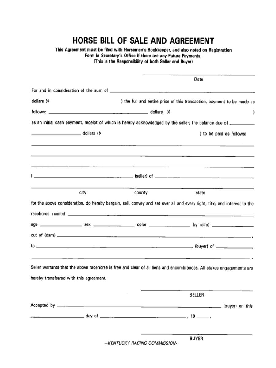Free 6+ Horse Bill Of Sale Forms In Pdf With Regard To Horse Bill Of Sale Template