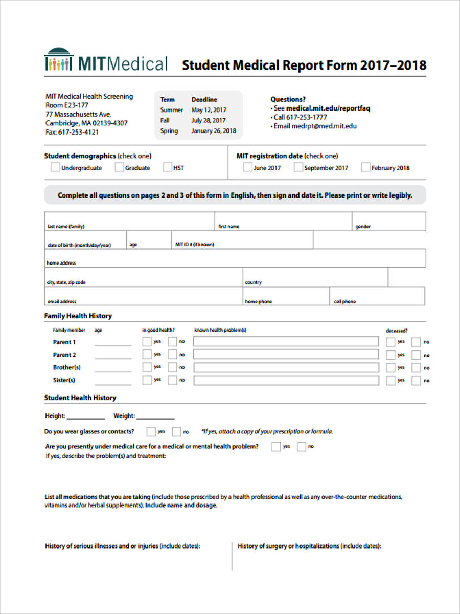 Free 7+ Medical Report Forms In Pdf Regarding Medical Report Template Free Downloads