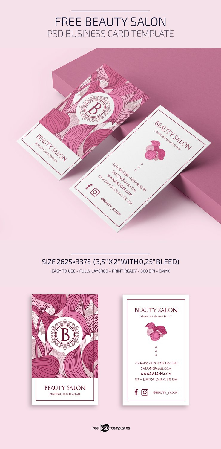 Free Beauty Salon Business Card Template | Free Psd Templates With Regard To Hairdresser Business Card Templates Free