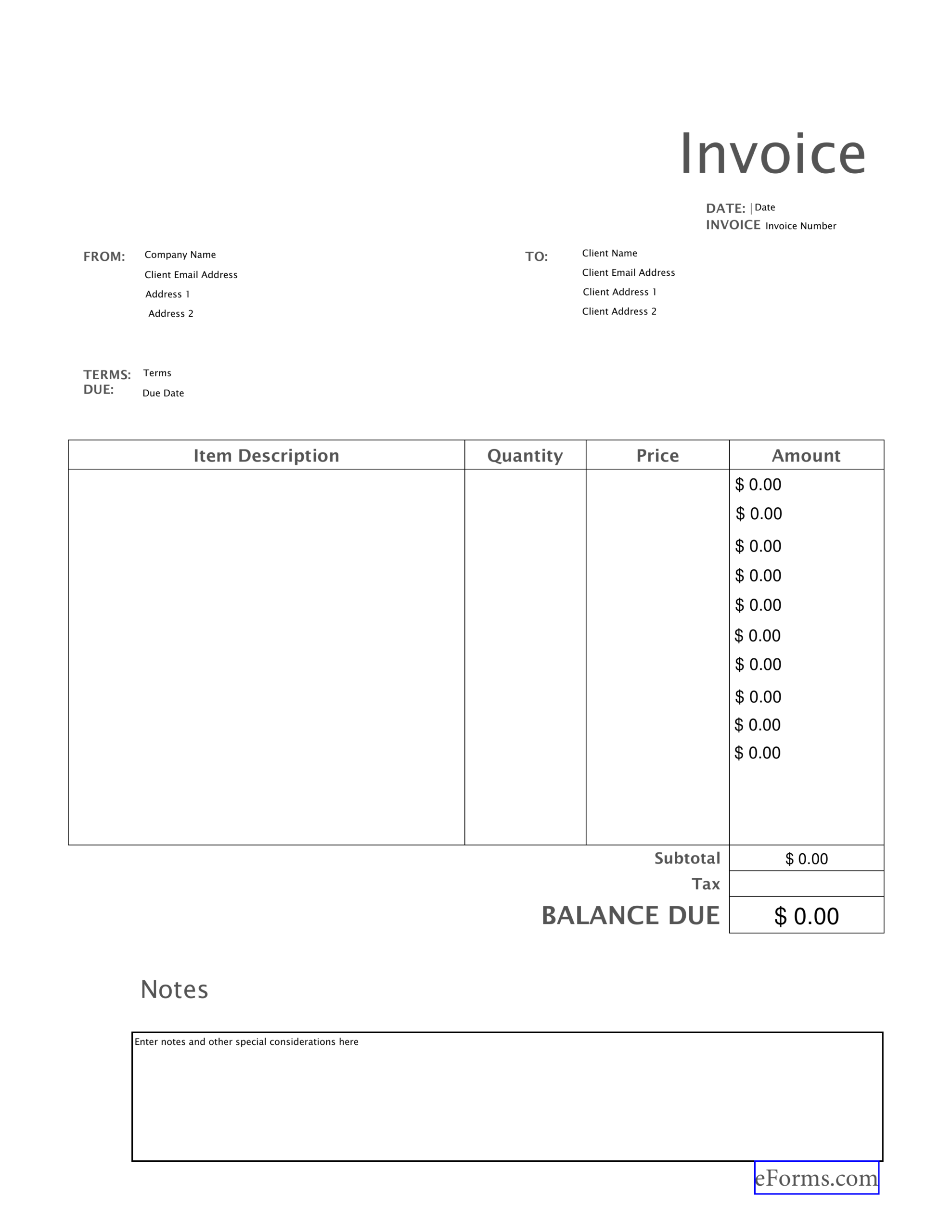 Free Blank Invoice Templates – Pdf | Eforms – Free Fillable Within Invoice Template Filetype Doc