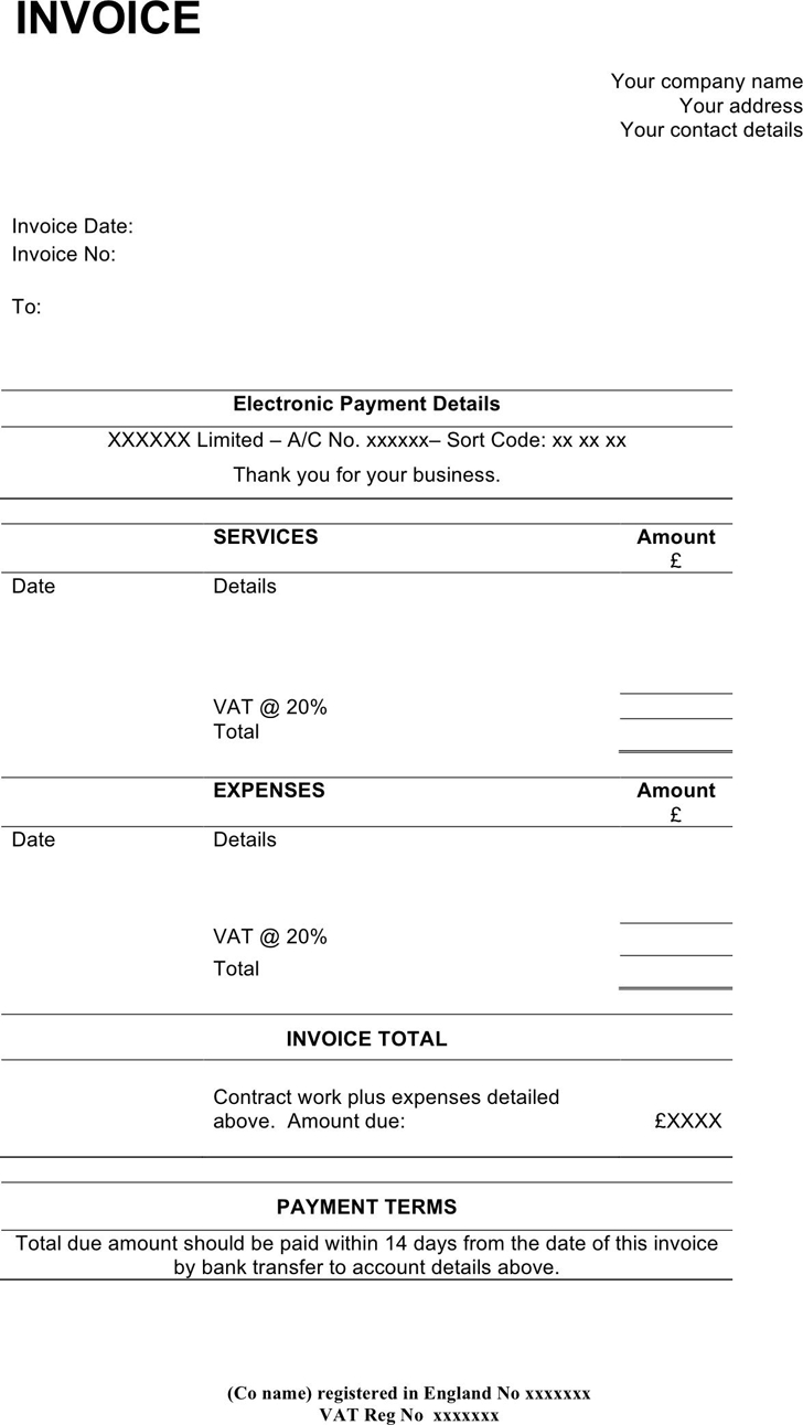 Free Contractor Invoice Template – Doc | 54Kb | 1 Page(S) Pertaining To Invoice Discounting Agreement Template