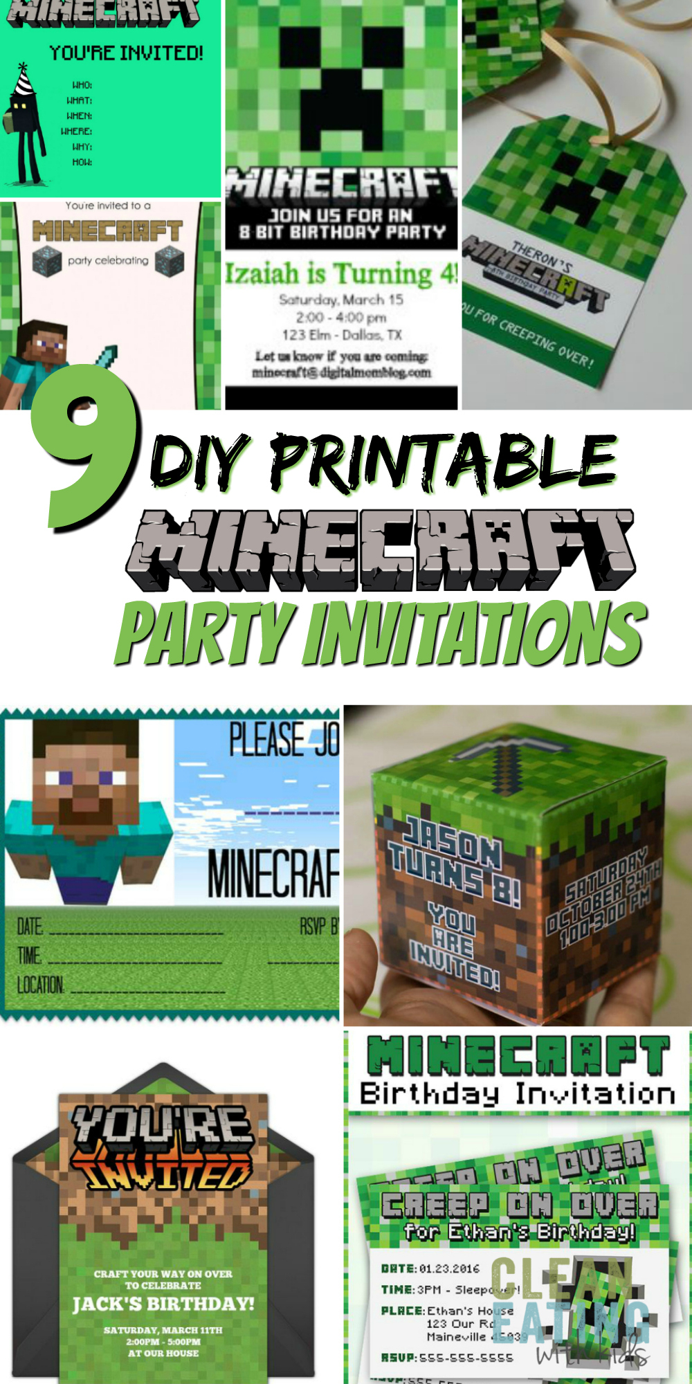 Free Diy Printable Minecraft Birthday Invitation – Clean With Regard To Minecraft Birthday Card Template