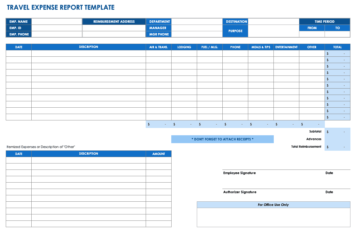 Free Expense Report Templates Smartsheet Intended For Monthly Expense Report Template Excel