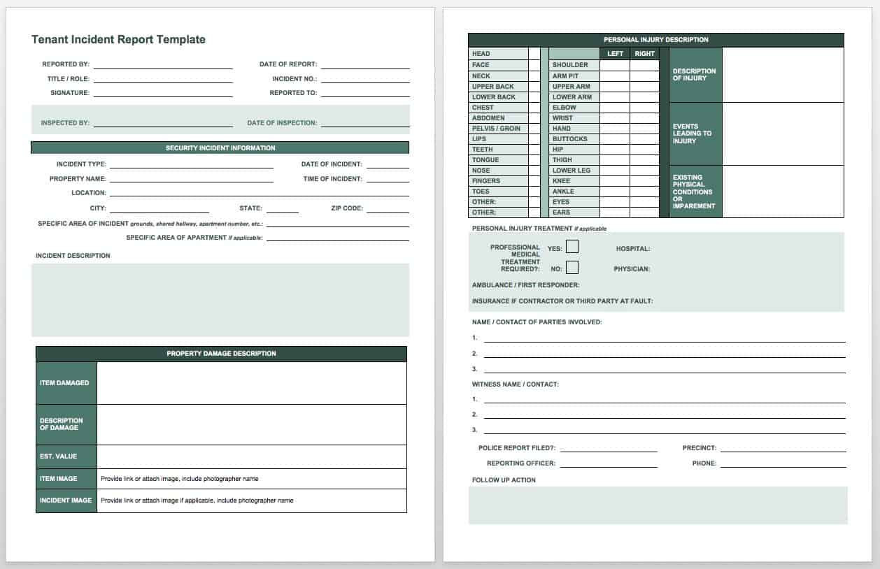 Free Incident Report Templates & Forms | Smartsheet Throughout Incident Report Form Template Doc