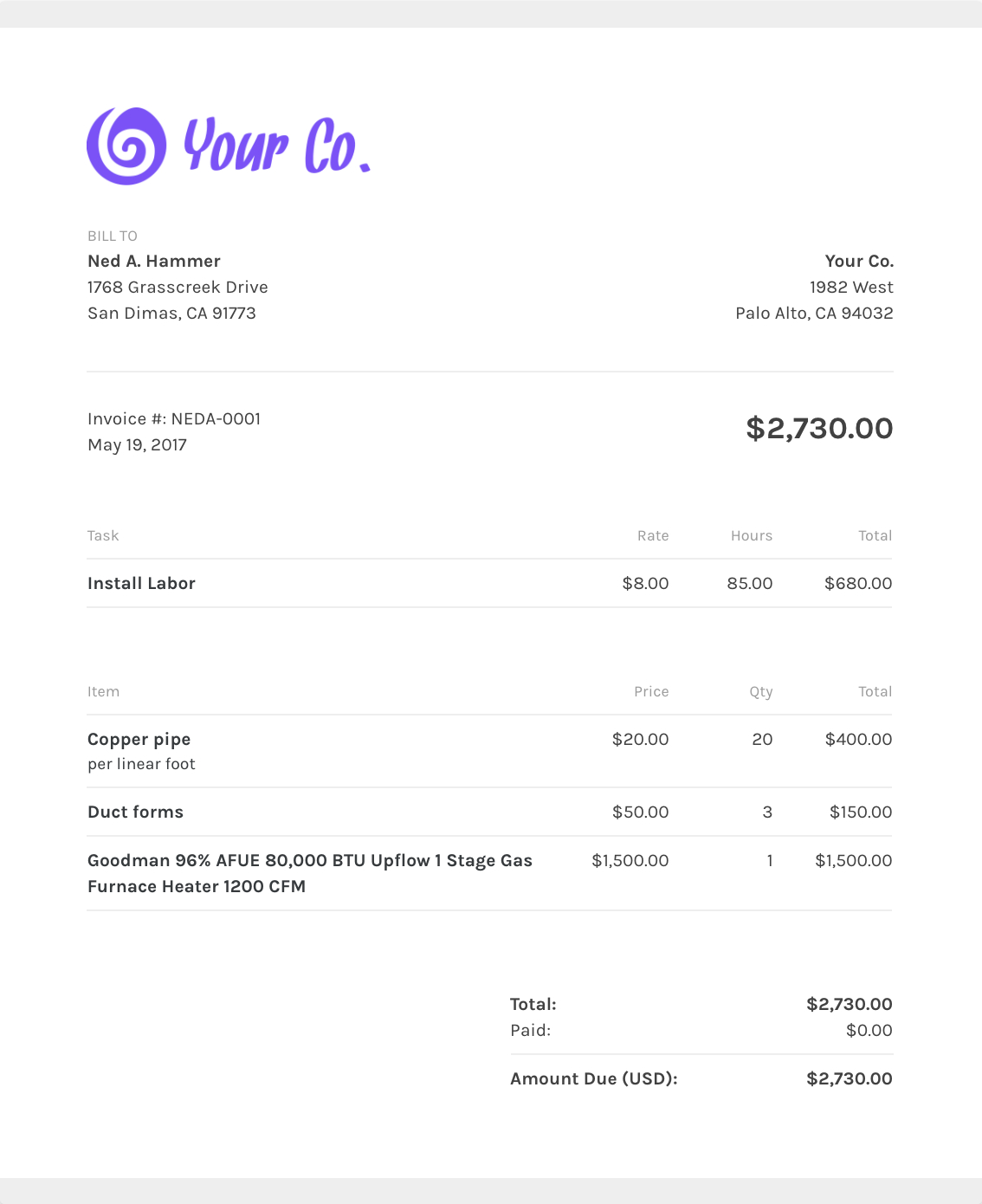 Free Itemized Invoice Template | Zipbooks For Itemized Invoice Template