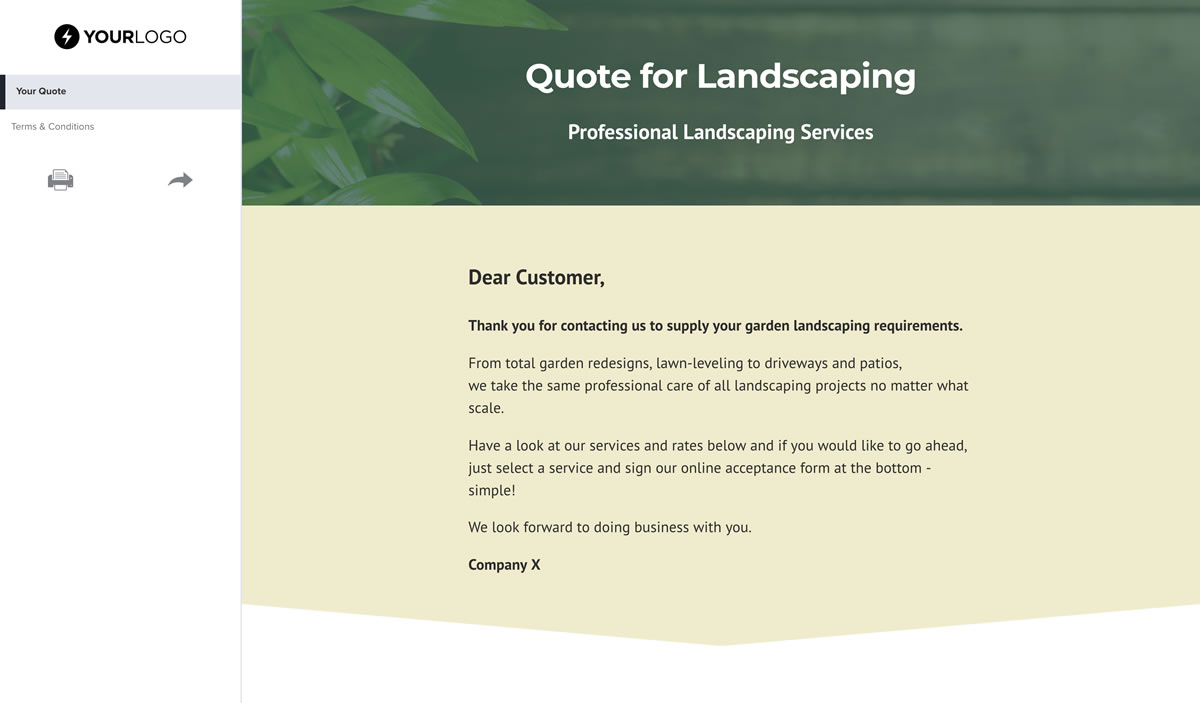 Free Landscaping Quote Template – Better Proposals Within Landscape Proposal Template