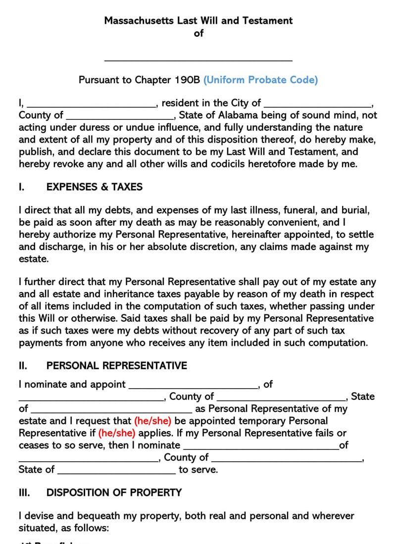 Free Last Will And Testament Forms & Templates (By States Throughout Last Will And Testament Template Florida