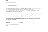 Free Lease Default Letter - For Landlords And Tenants - Pdf regarding Notice Of Default Letter Template
