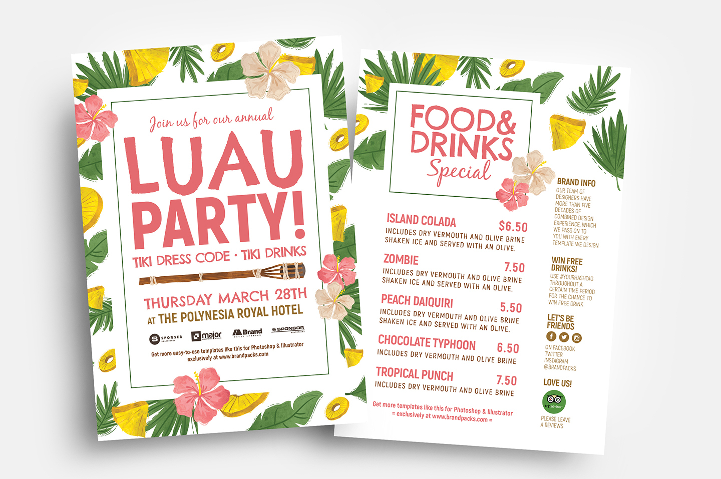 Free Luau Party Flyer Templates – Psd, Ai & Vector – Brandpacks In Hawaiian Menu Template
