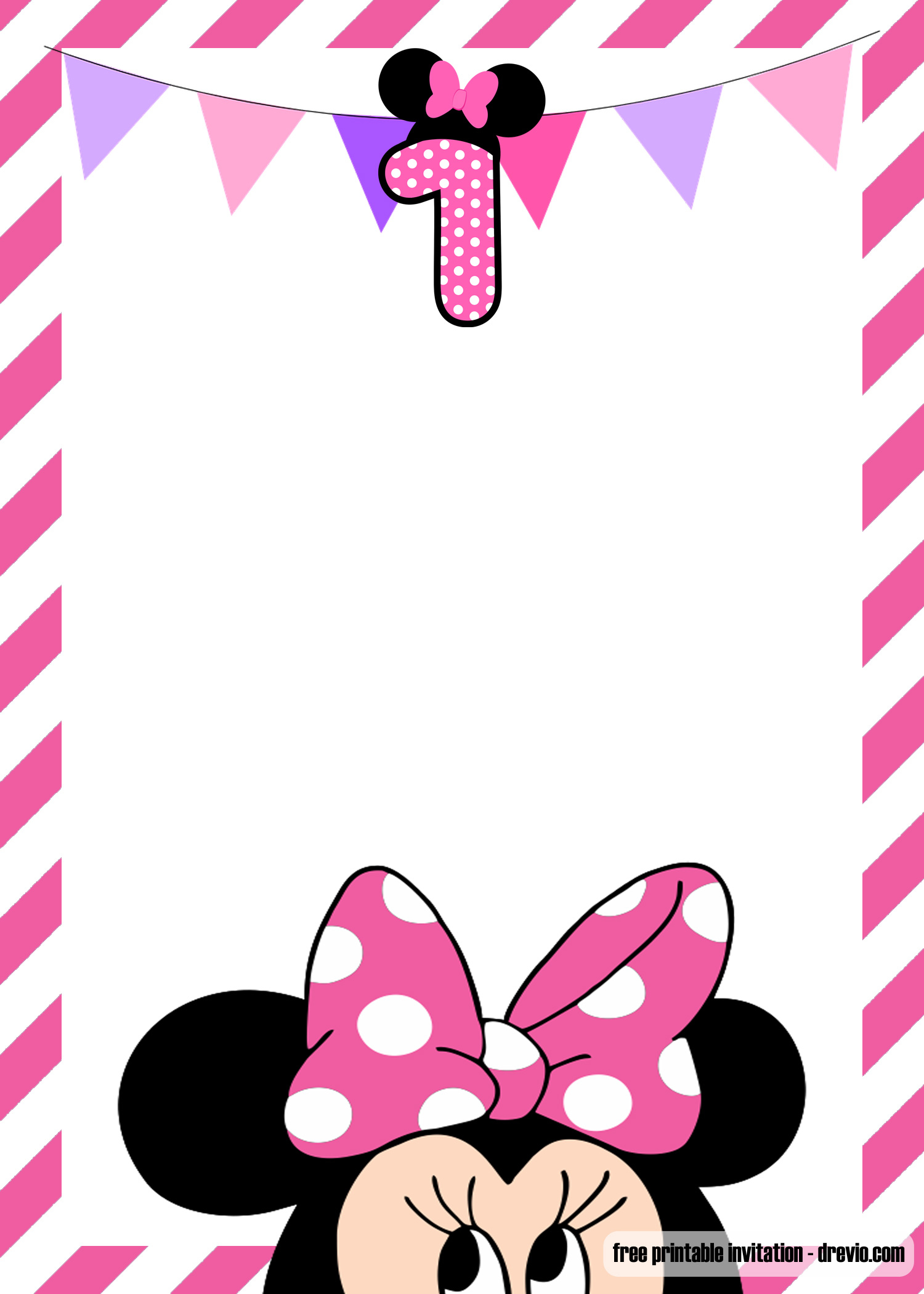 Free Minnie Mouse 1St Birthday Invitation Templates – Bagvania Regarding Minnie Mouse Card Templates