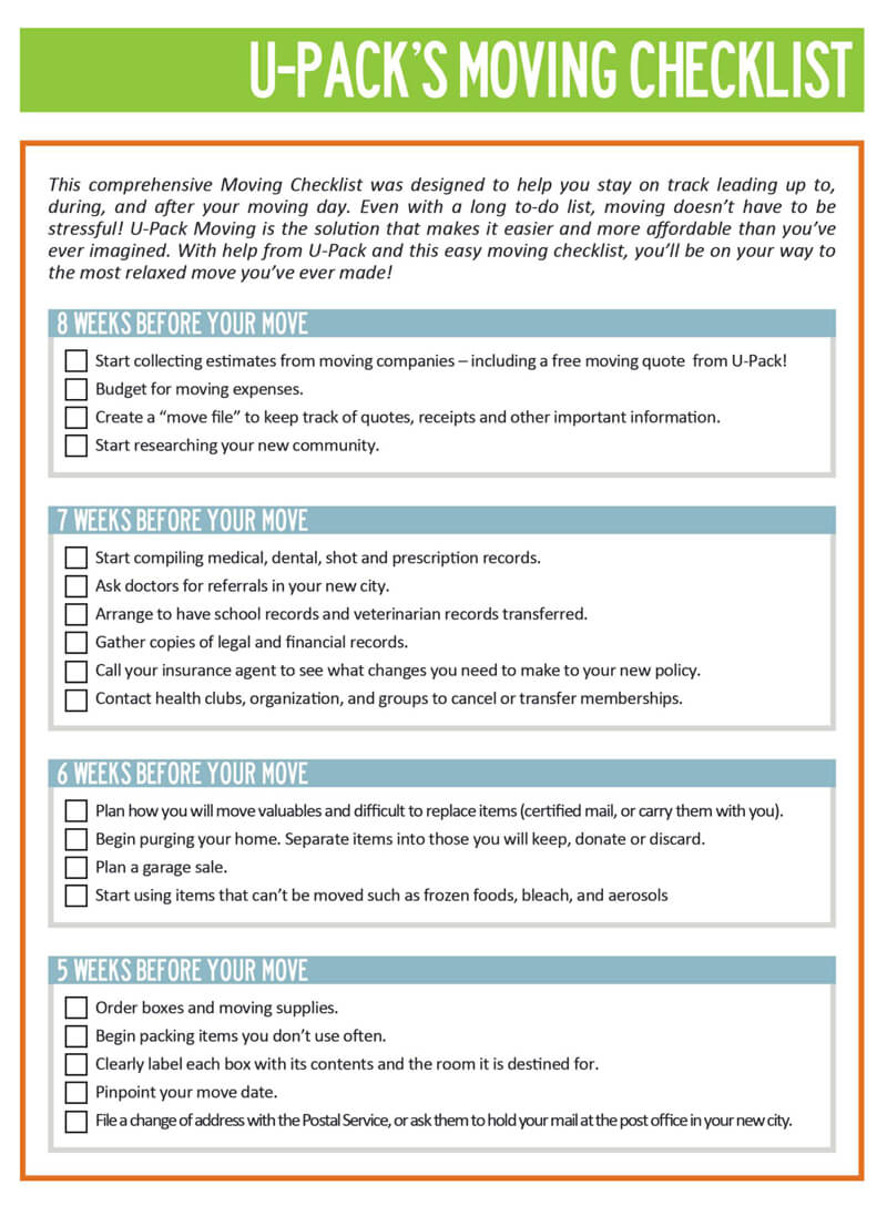 Free Printable 35+ Free Moving Checklist Templates (Word | Pdf) Within Moving Box Label Template