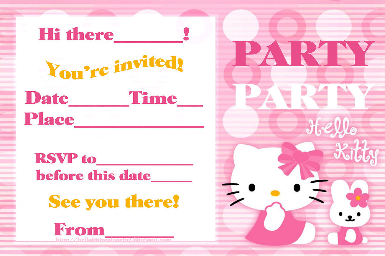 Free Printable Hello Kitty Birthday Invitation Wording Within Hello Kitty Birthday Card Template Free