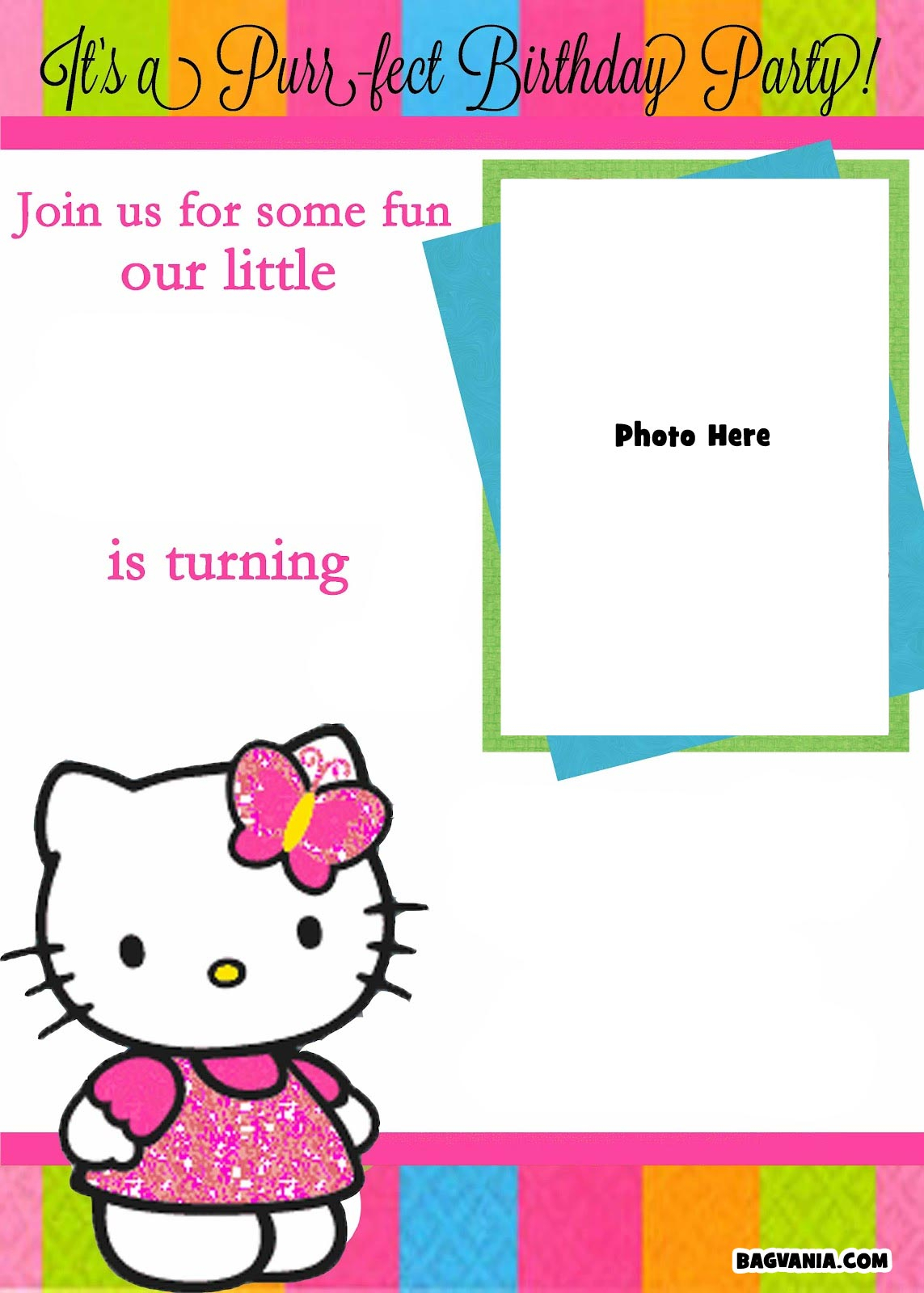 Free Printable Hello Kitty Birthday Invitations – Bagvania With Hello Kitty Birthday Card Template Free