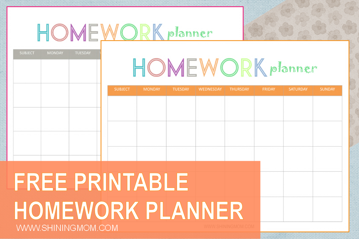 Free Printable: Homework Planner With Homework Agenda Template