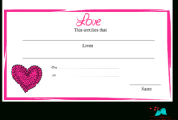 Free Printable Love Certificates inside Love Certificate Templates