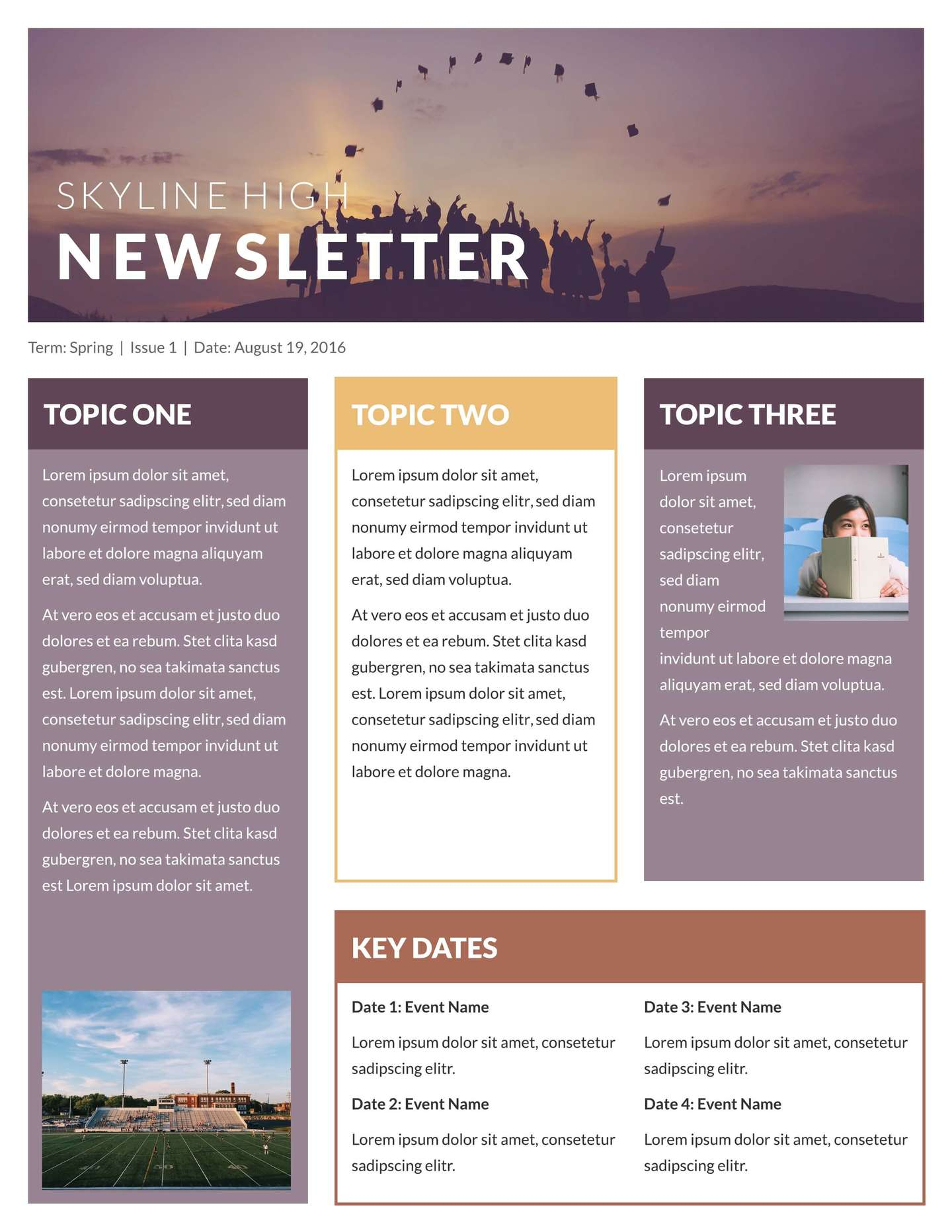 Free Printable Newsletter Templates & Examples | Lucidpress Intended For Newletter Templates