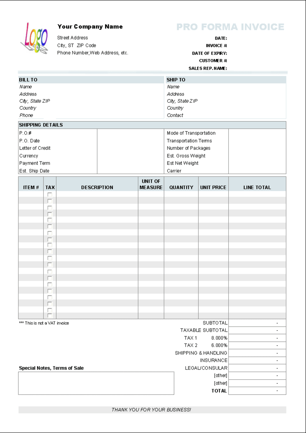 Free Proforma Invoice Template Download Spreadsheet Pro Intended For Invoice Template Xls Free Download