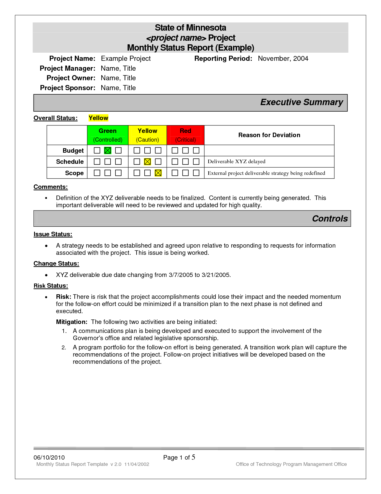 Free Project Management Monthly Status Report Template Inside Monthly Status Report Template Project Management