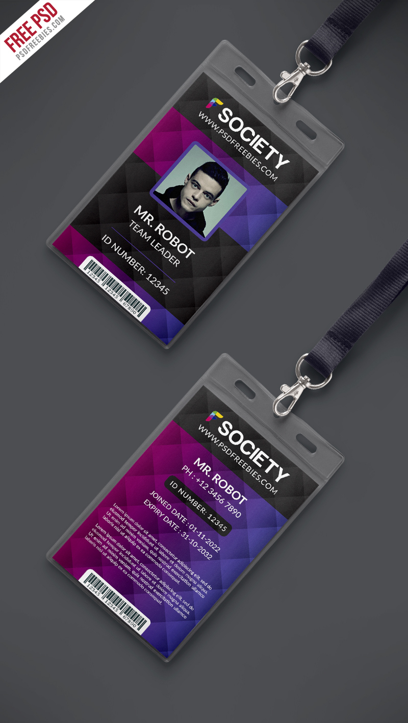 Free Psd : Corporate Office Id Card Psd Template On Behance Inside Id Card Design Template Psd Free Download