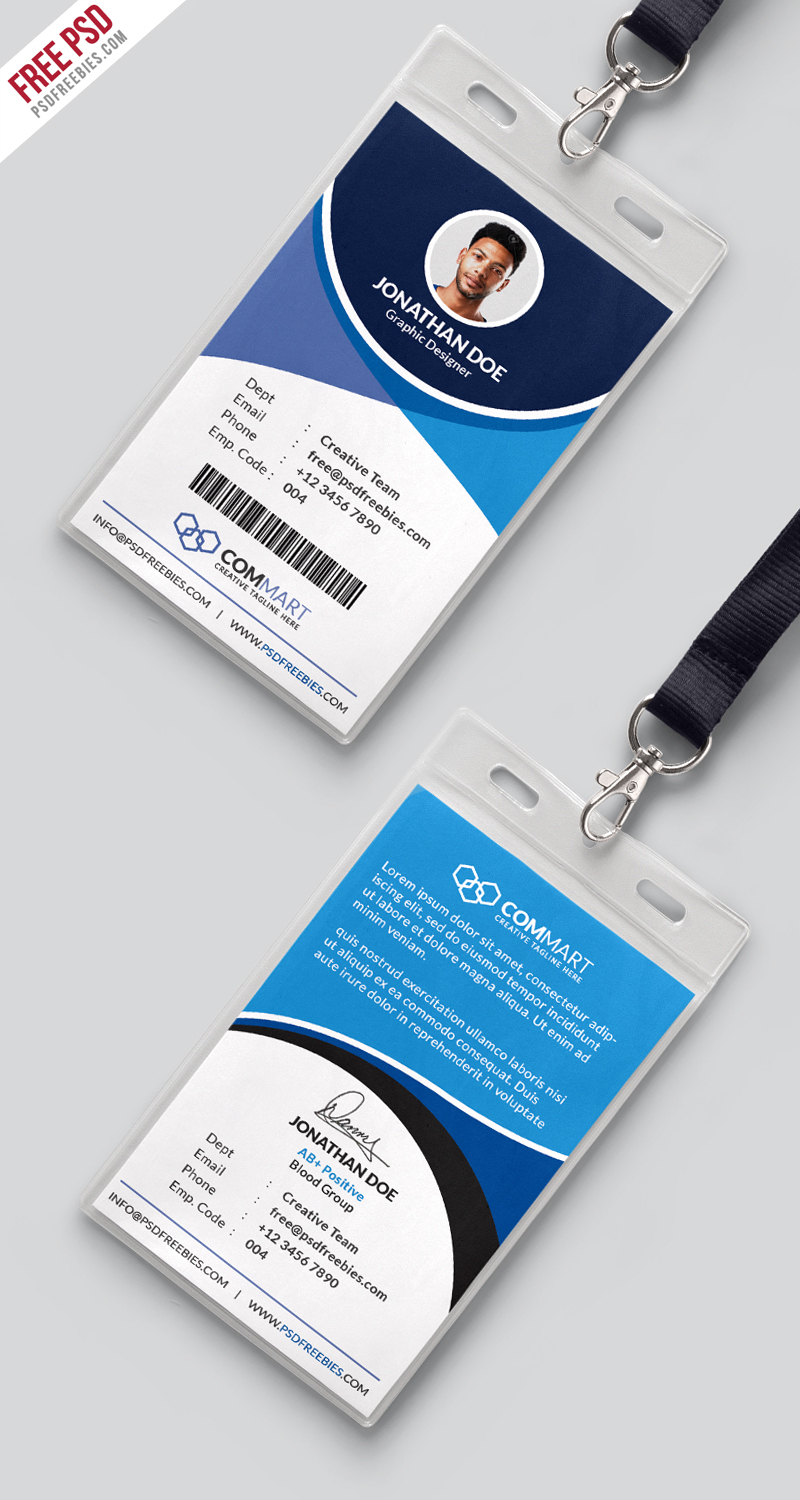 Free Psd : Corporate Office Identity Card Template Psd On With Id Card Design Template Psd Free Download