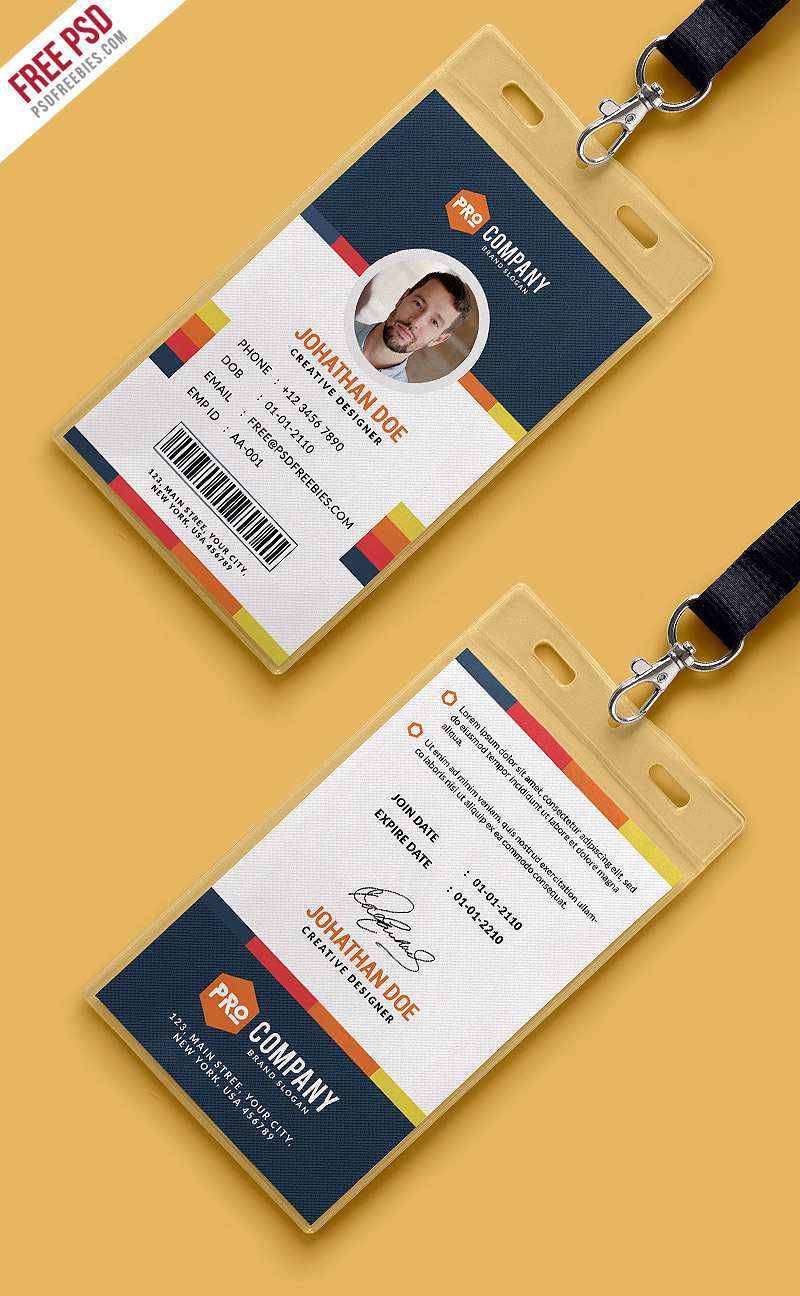 Free Psd : Creative Office Identity Card Template Psd On Behance Intended For Id Card Design Template Psd Free Download