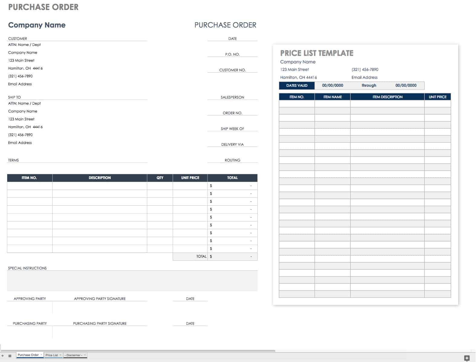 Free Purchase Order Templates | Smartsheet Within Invoice Template For Work Done