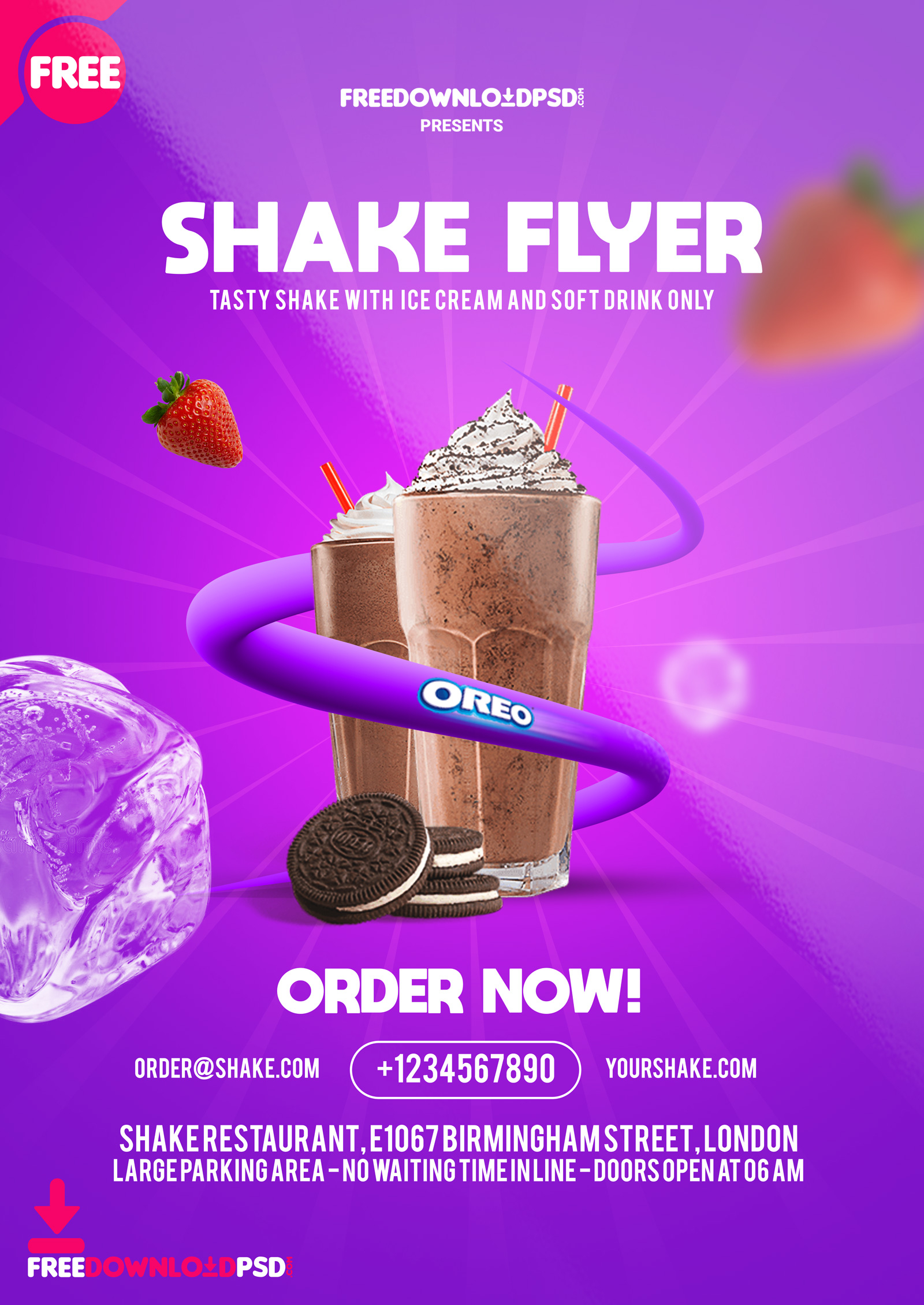 Free Shakes Flyer Template Psd – Psdflyer.co With Now Open Flyer Template