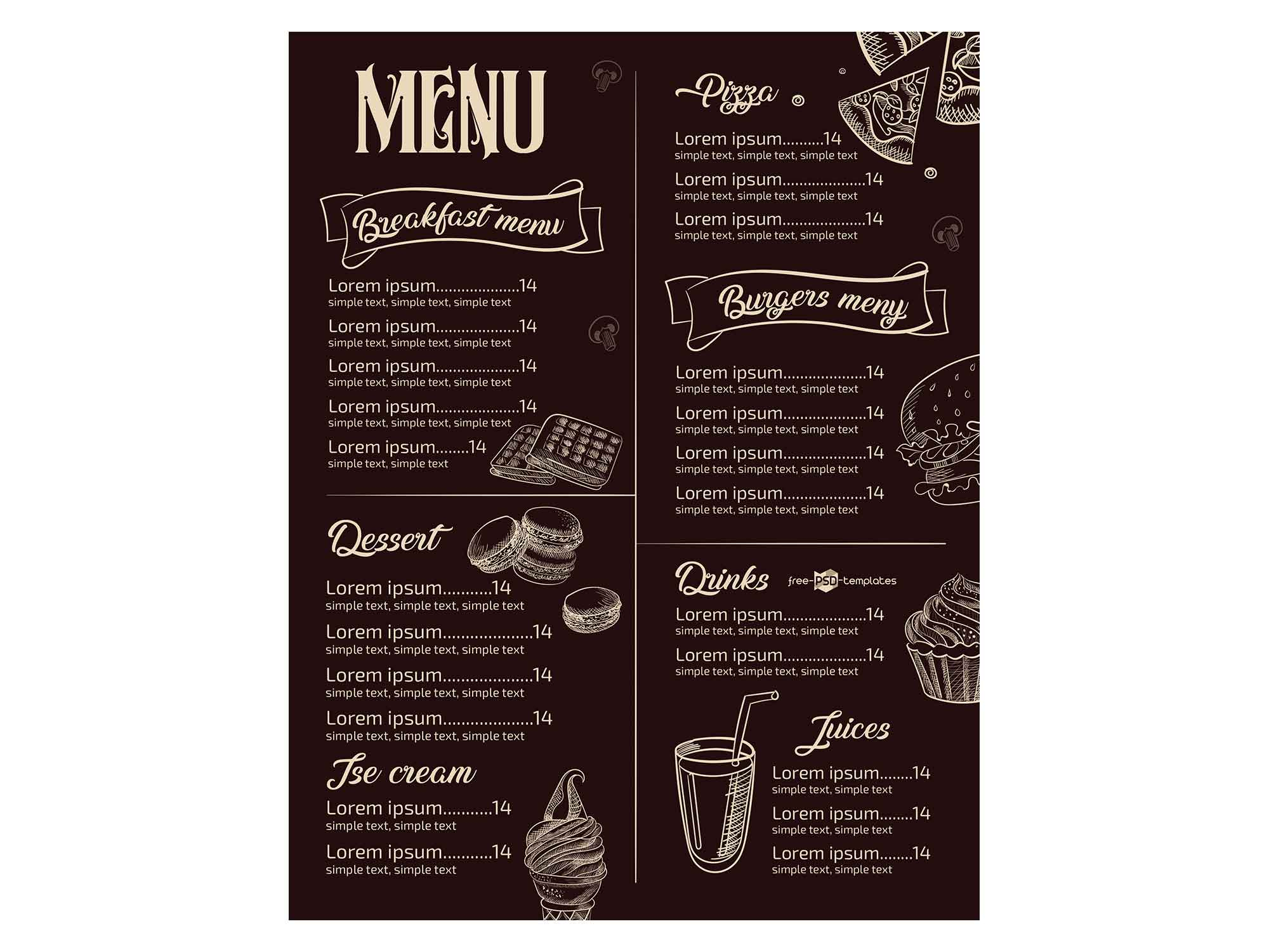 Free Templates For Menus – Colona.rsd7 With Menu Template Indesign Free