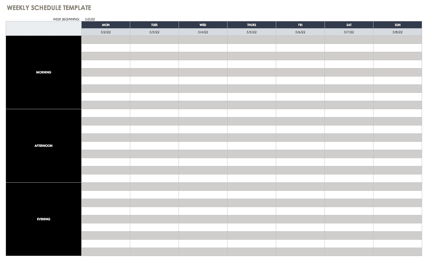 Free Weekly Schedule Templates For Excel – Smartsheet Throughout Monthly Meeting Schedule Template
