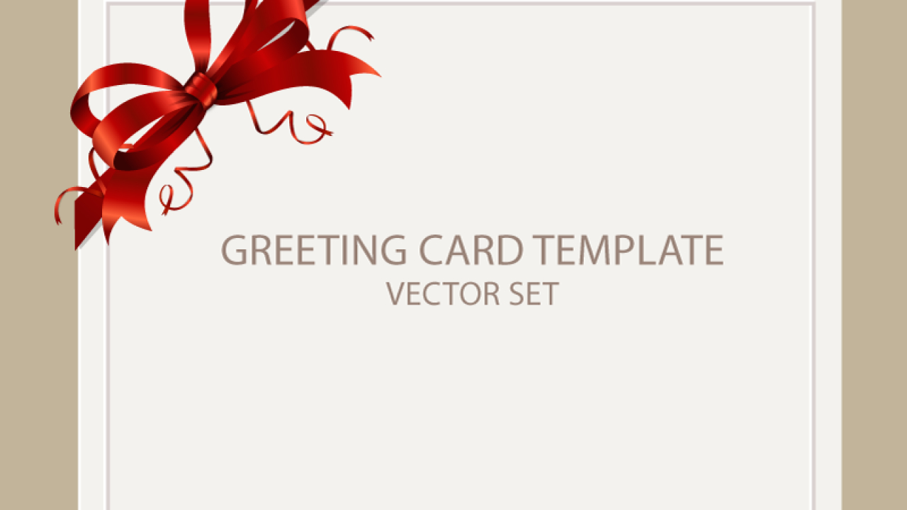 Freebie: Greeting Card Templates With Red Bow – Ai, Eps, Psd With Greeting Card Layout Templates