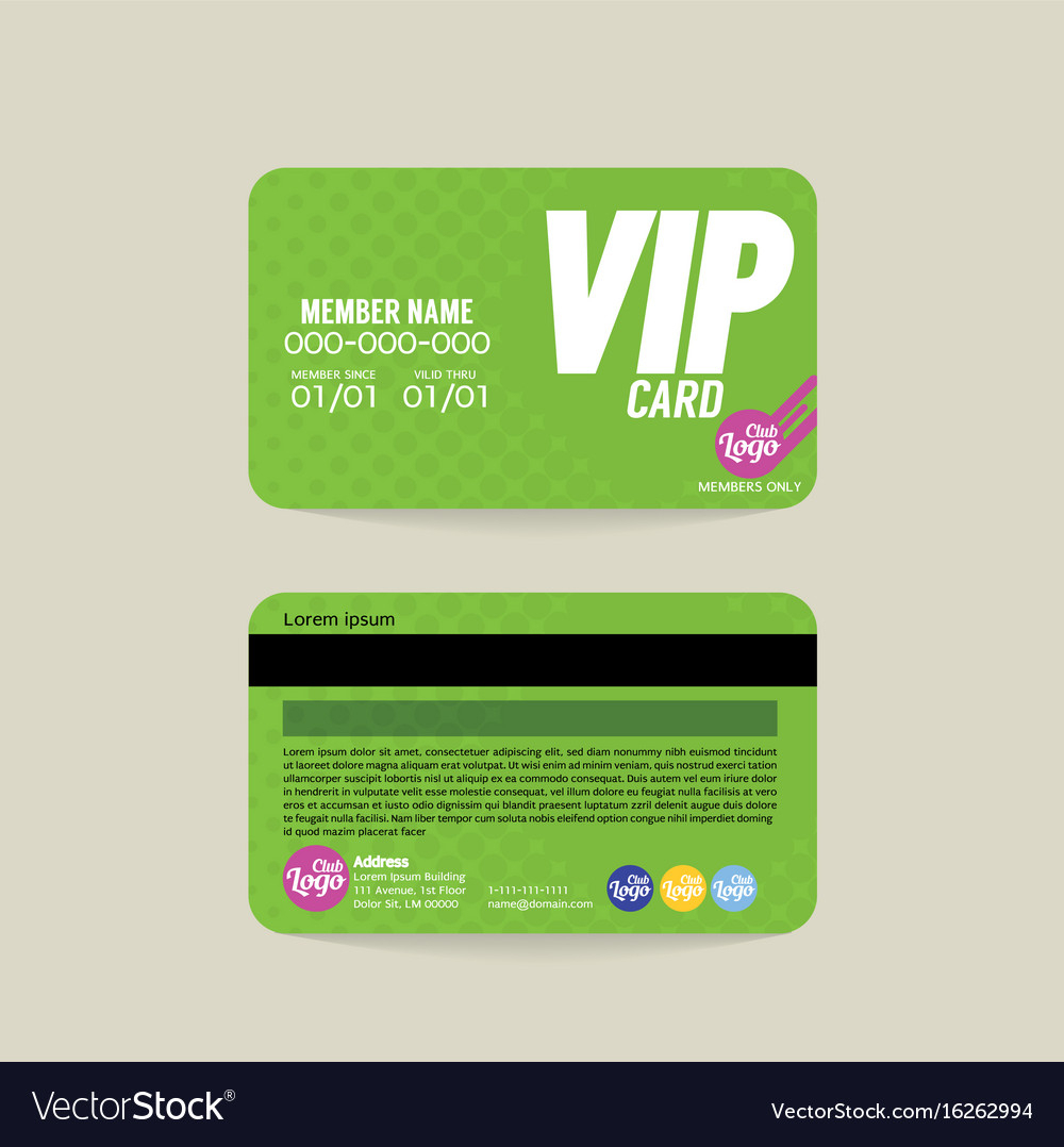 Front And Back Vip Member Card Template With Regard To Membership Card Template Free