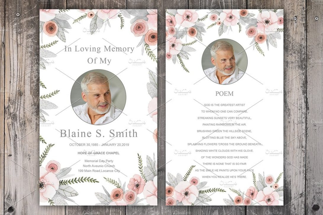Funeral Program Template Word Free Download Photoshop Psd For Memorial Card Template Word