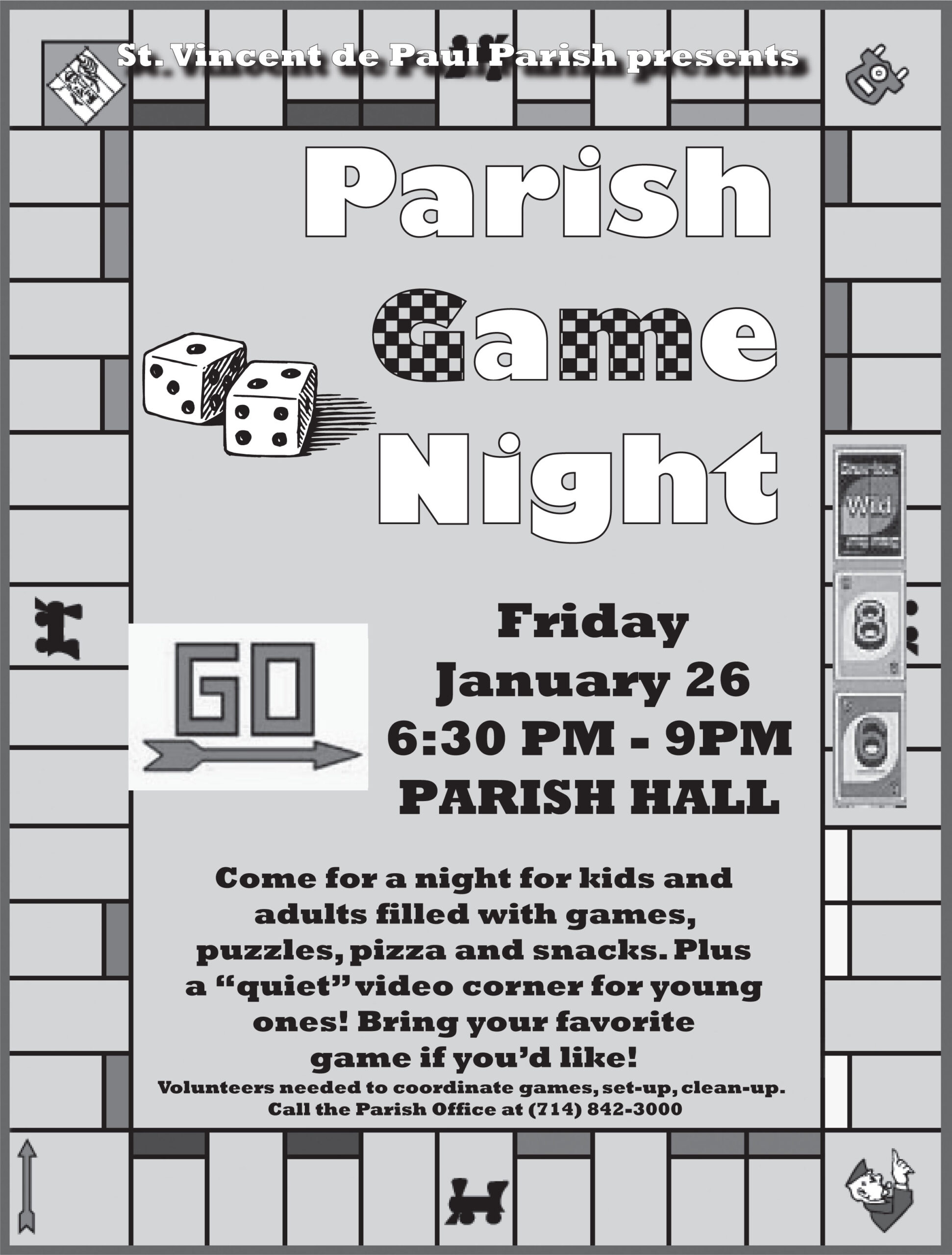 Game Night Flyer – St. Vincent De Paul Church – Patty Ledezma For Game Night Flyer Template