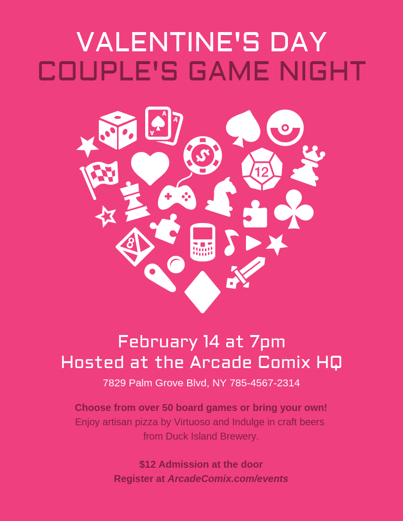Game Night Valentine's Day Event Flyer Template Intended For Game Night Flyer Template