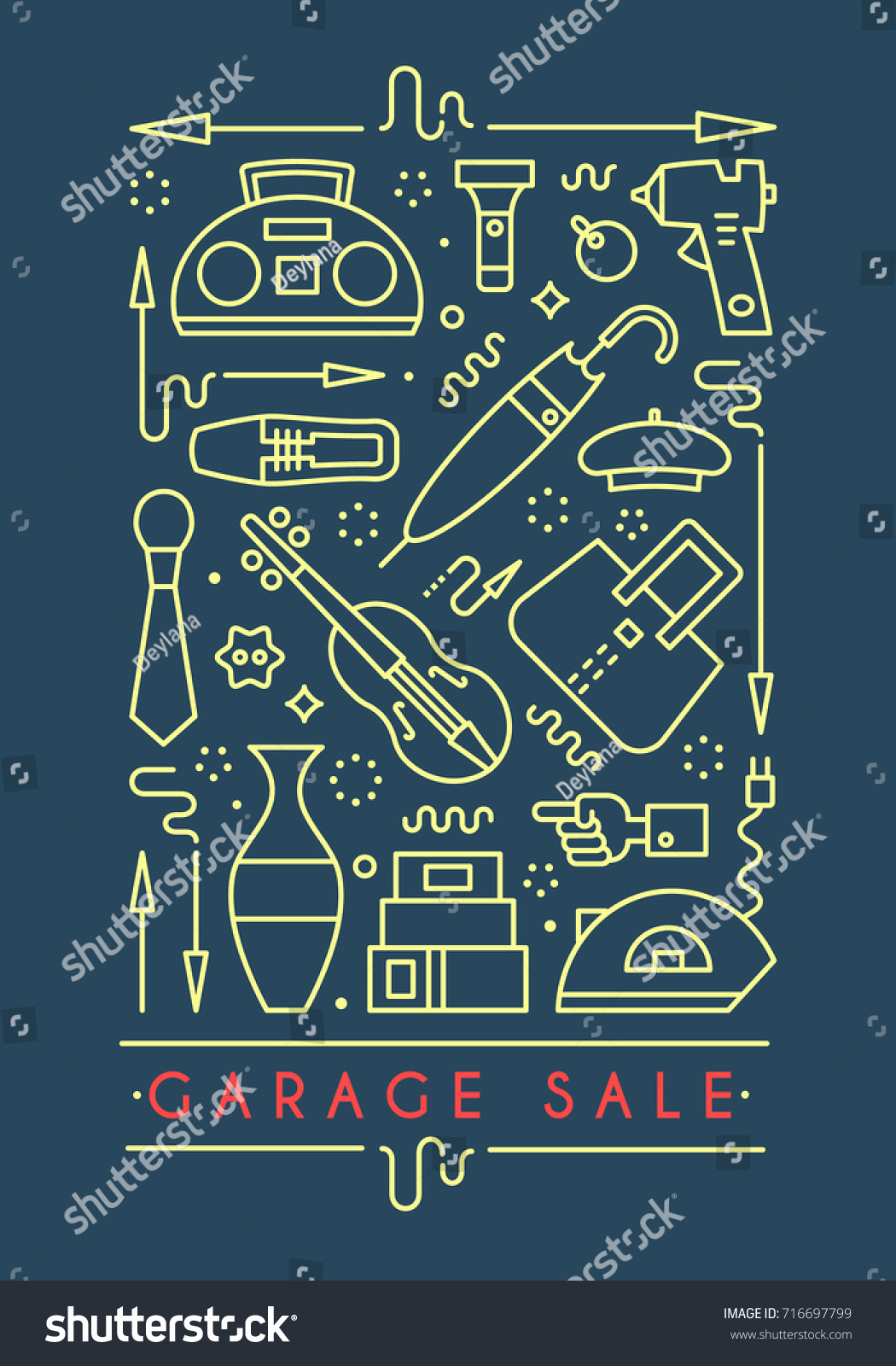 Garage Sale Sign Template Poster Banner Stock Vector For Garage Sale Flyer Template