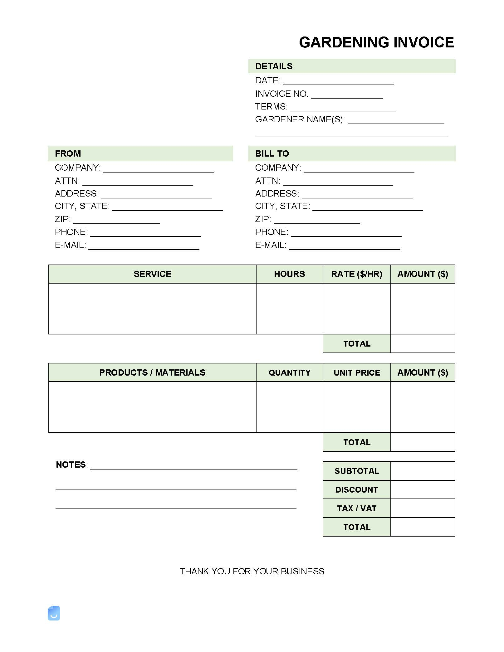 Gardening Service Invoice Template | Invoice Maker In Gardening Invoice Template