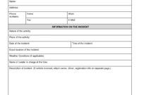 General Incident Report Form Template 10 Sample For Employee with regard to Incident Report Form Template Qld