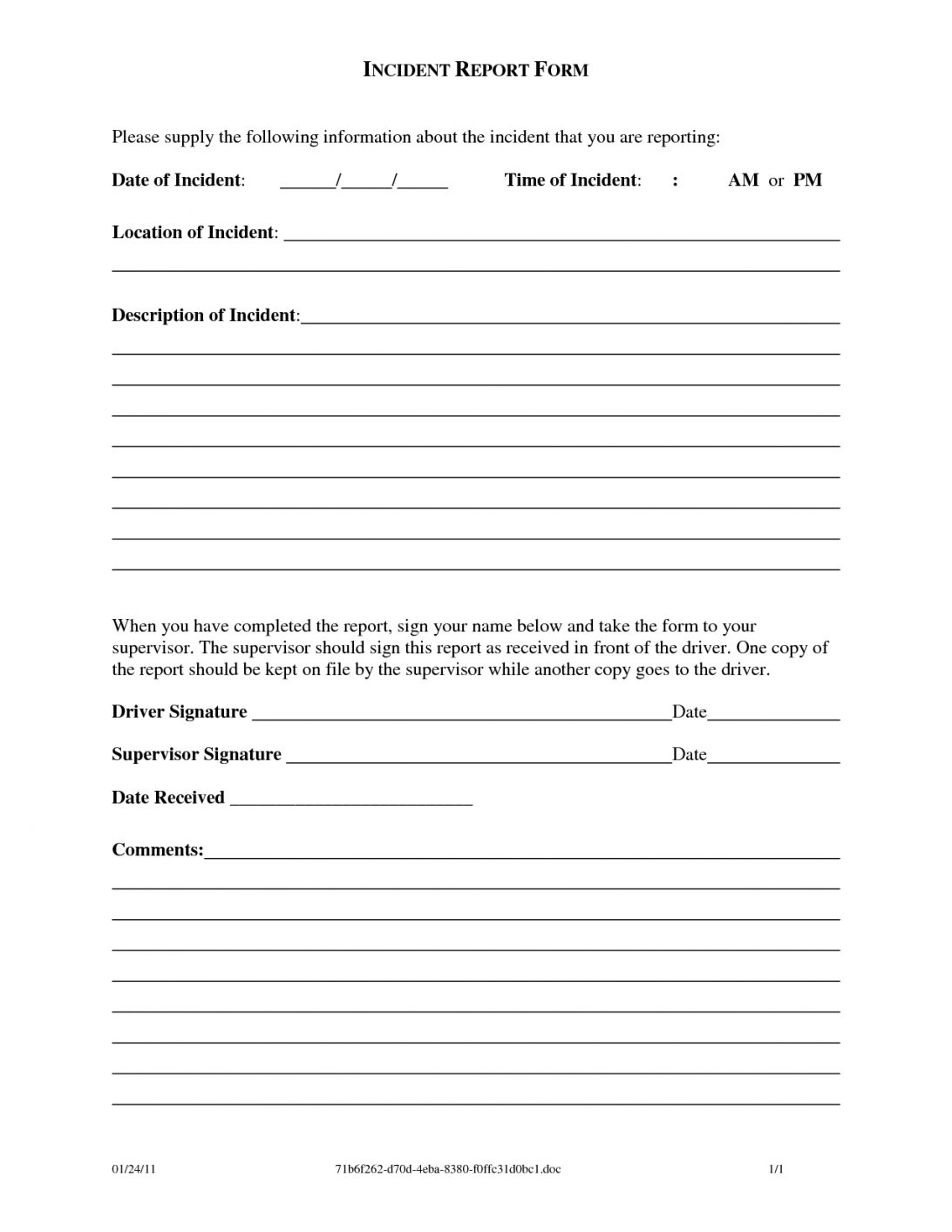 General Incident Report Form Template Victoria Australia Pertaining To Incident Report Form Template Doc